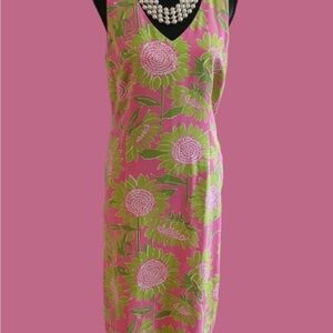 Lilly Pulitzer Pink Dress with Lime Green Floral Print